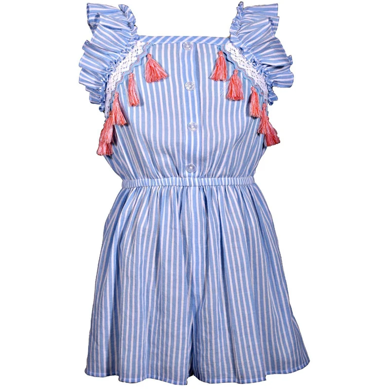 Girls Stripe Tassel Romper