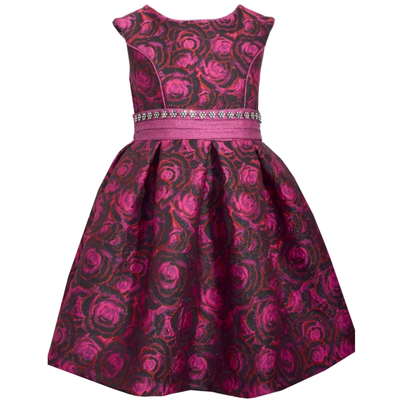 Bonnie Jean Girls Fuchsia Floral Brocade Dress