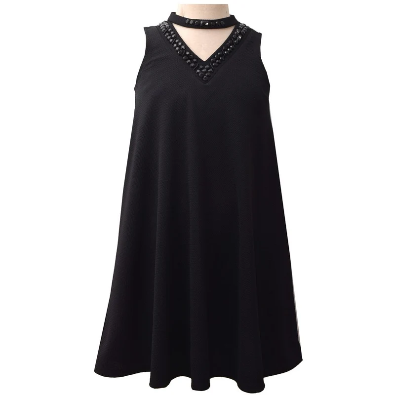 Bonnie Jean Girl's Black Mock Neck Swing Dress