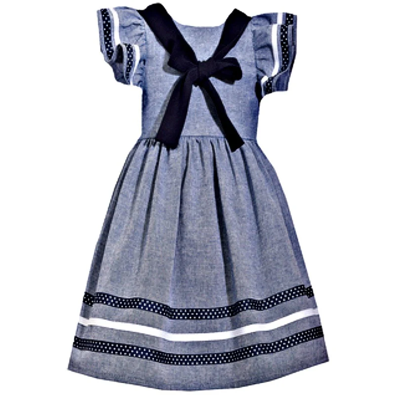 Girls Easter Dress Blue Chambray Nautical Dress