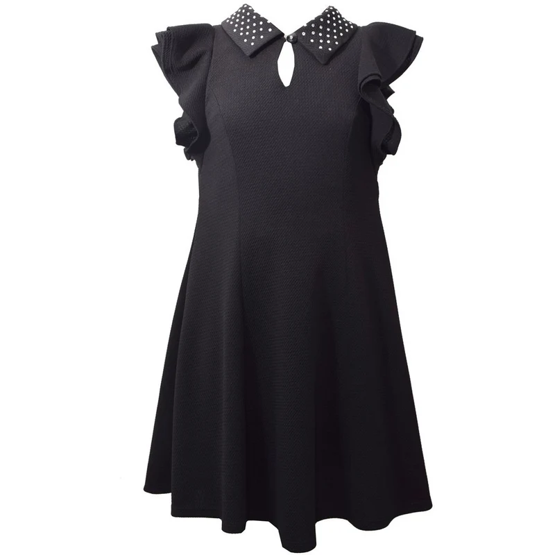 Bonnie Jean Girl's Black Double Ruffle Dress