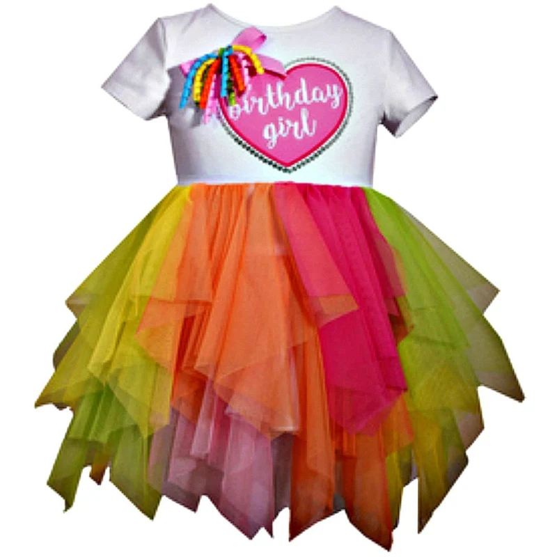 Toddler Baby Girls Colorful Birthday Heart Tutu Dress