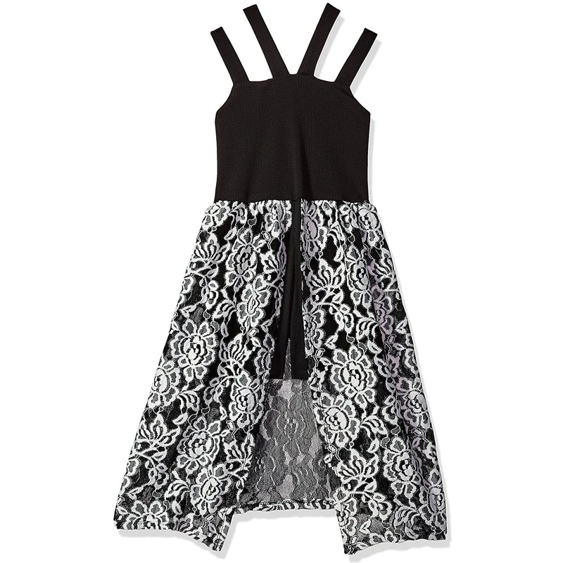 Bonnie Jean Girls Black White Romper Maxi Dress Size 7