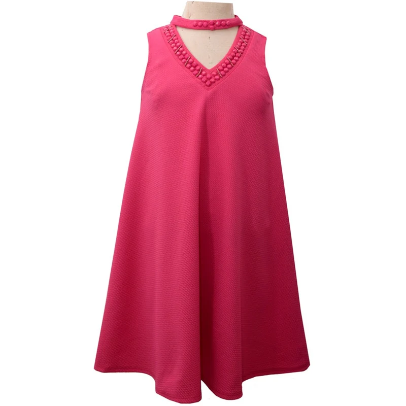 Bonnie Jean Girls Fuchsia Mock Choker Swing Dress 7 - 16