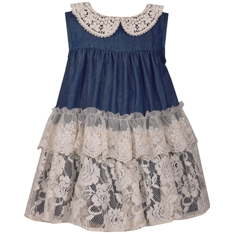 Bonnie Jean Chambray Lace Float Dress 0-3 months - 4T