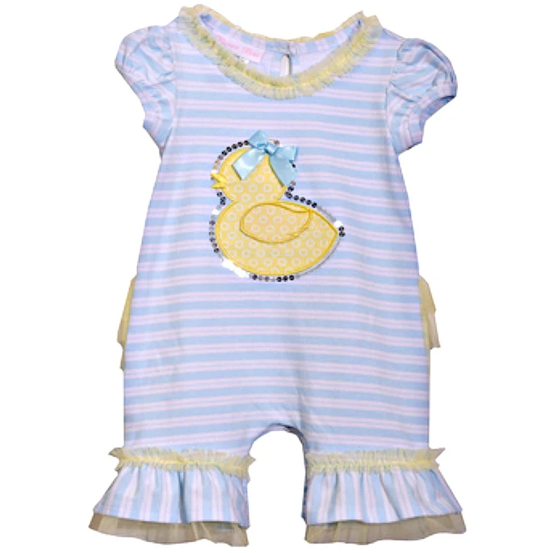 Newborn Baby Girls Easter Duckie Coverall