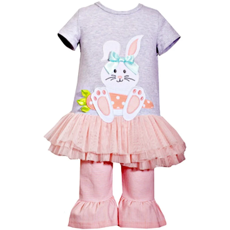 Little Girls Peach Easter Bunny Tutu Set