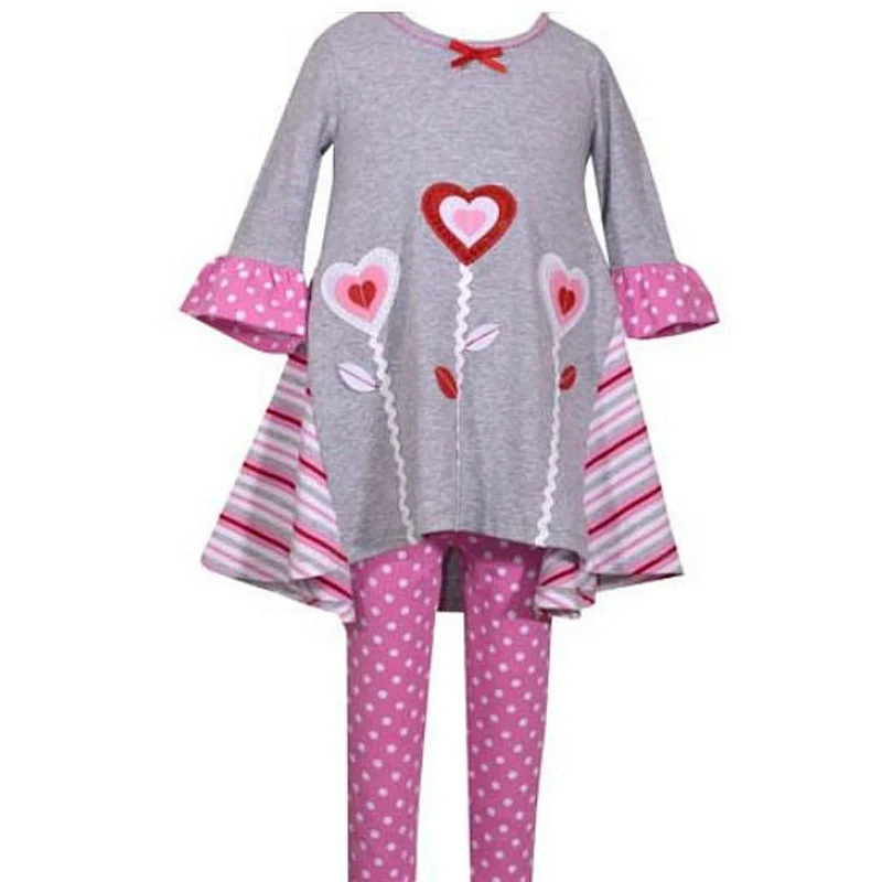 Baby Girls Valentine's Day Heart Newborn Flowers Legging Set