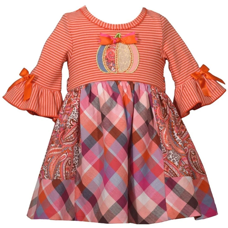 Baby or Girls Thanksgiving Harvest Pumpkin Dress