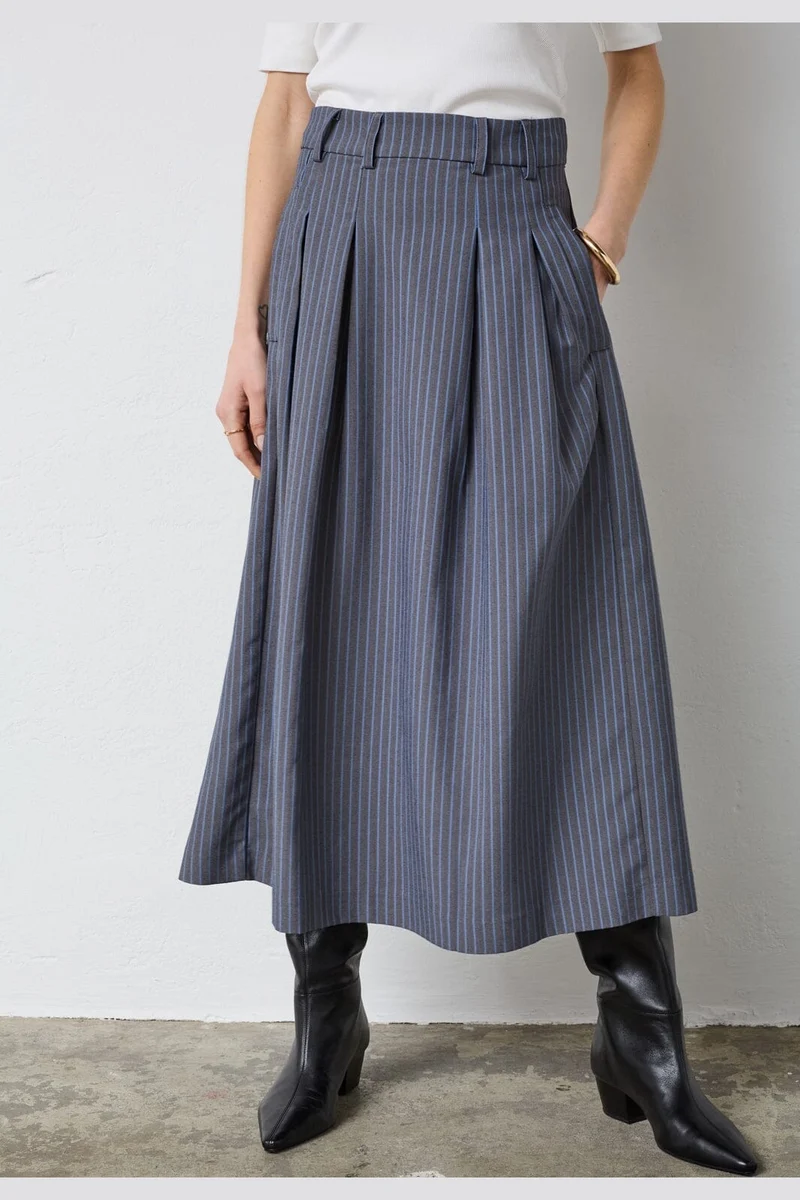 Co´Couture - 44016 Salviecc Anya Pleat Skirt 504042 - 00006 - Denim Blue