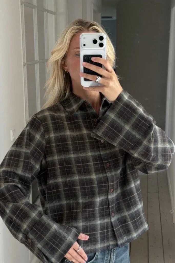 Neo Noir - Jaylin Flannel Check Shirt 171705 - 189 - Warm Grey