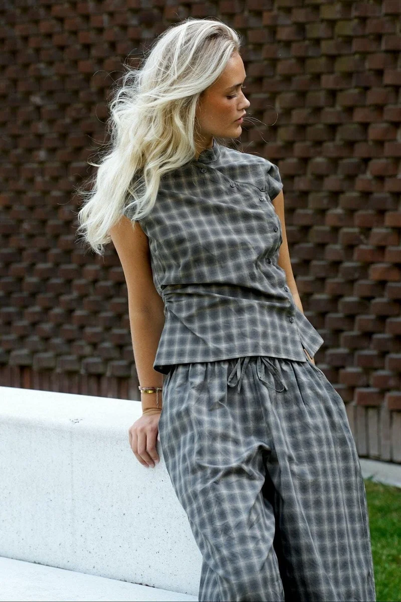 Neo Noir - Pascale Checked Blouse 169633 - 157 - Dusty Army