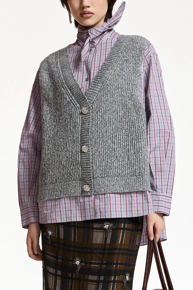 Essentiel Antwerp - Kute Fabric Mix Shirt - K1mm Combo1 Mushroom Mood