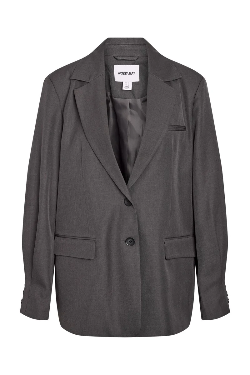 Noisy May - Nmiris L/S Sleeve Detail Blazer Tlr - 5105092 Dark Grey Melange
