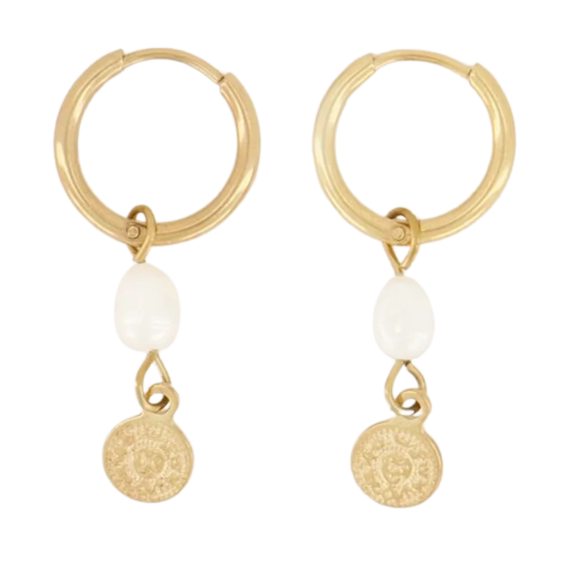 Oorringen Parel En Munt - 1200 Gold