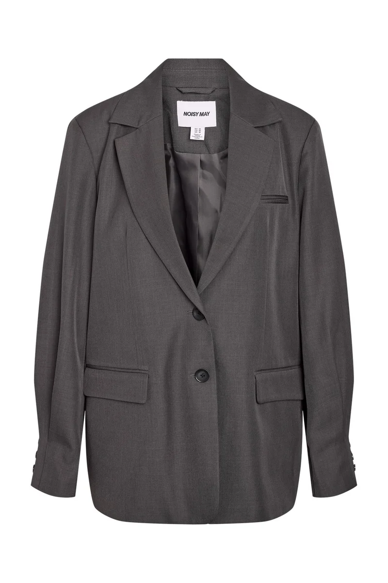Noisy May - Nmiris L/S Sleeve Detail Blazer Tlr - 5105092 Dark Grey Melange