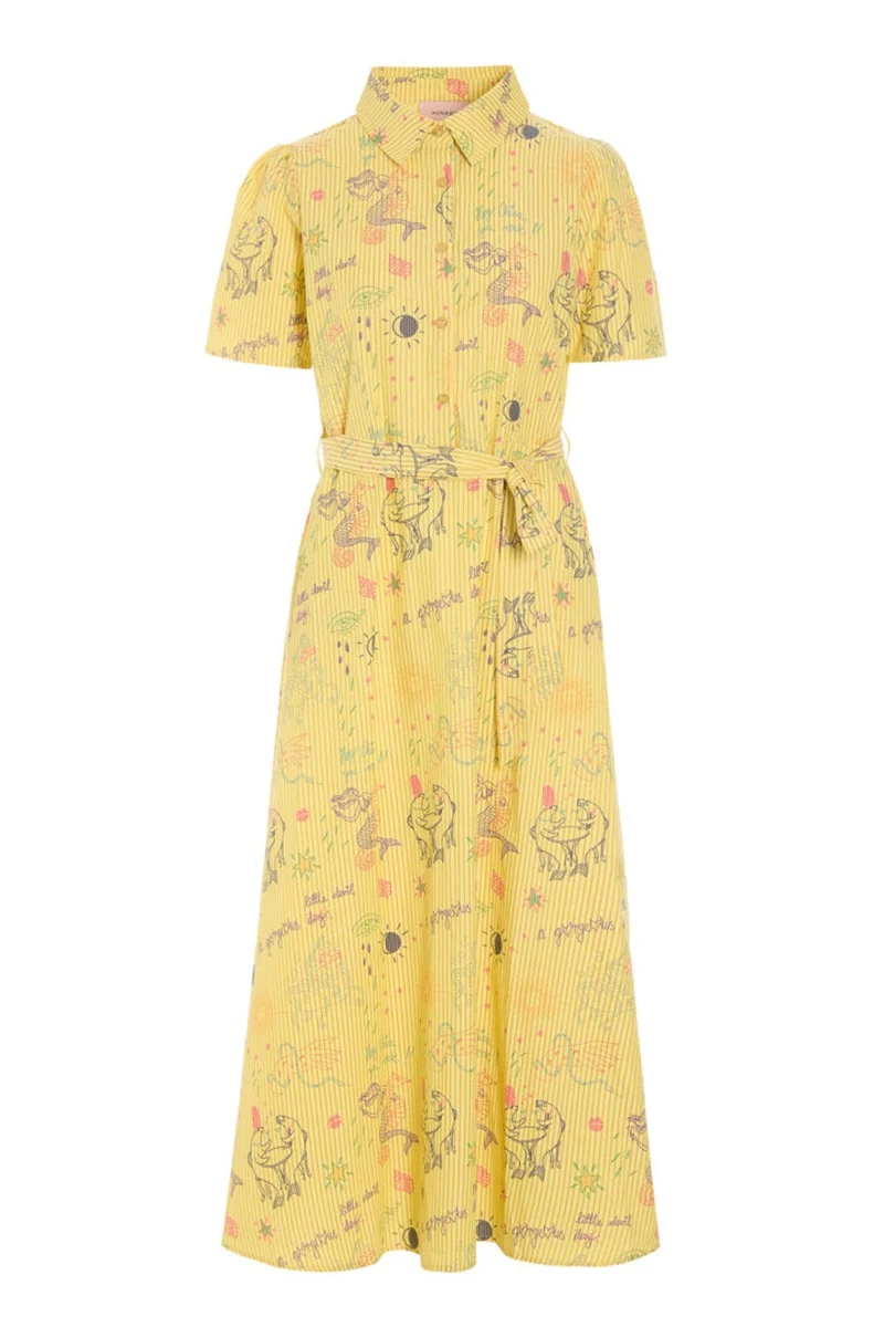 Hunkøn - Zoe Dress 26062 - Yellow Sea Creatures Art Print