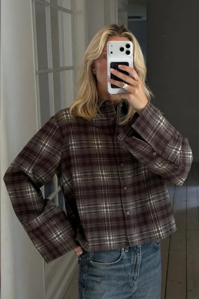 Neo Noir - Jaylin Flannel Check Shirt 171705 - 811 - Dark Taupe