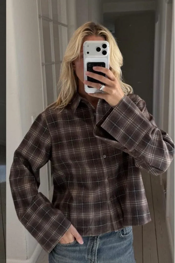 Neo Noir - Jaylin Flannel Check Shirt 171705 - 676 - Dark Brown