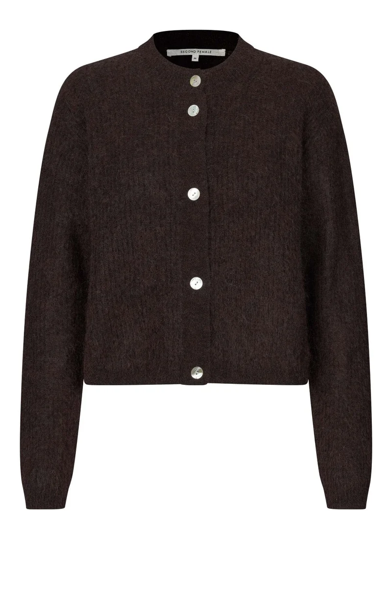 Second Female - Andrea Knit Rib LS Cardigan 60126 - 6156 Demitasse