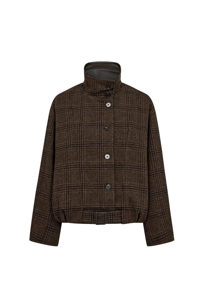 Co´Couture - Olvacc Check Balloon Jacket 500170 - 20003 - Dark Brown