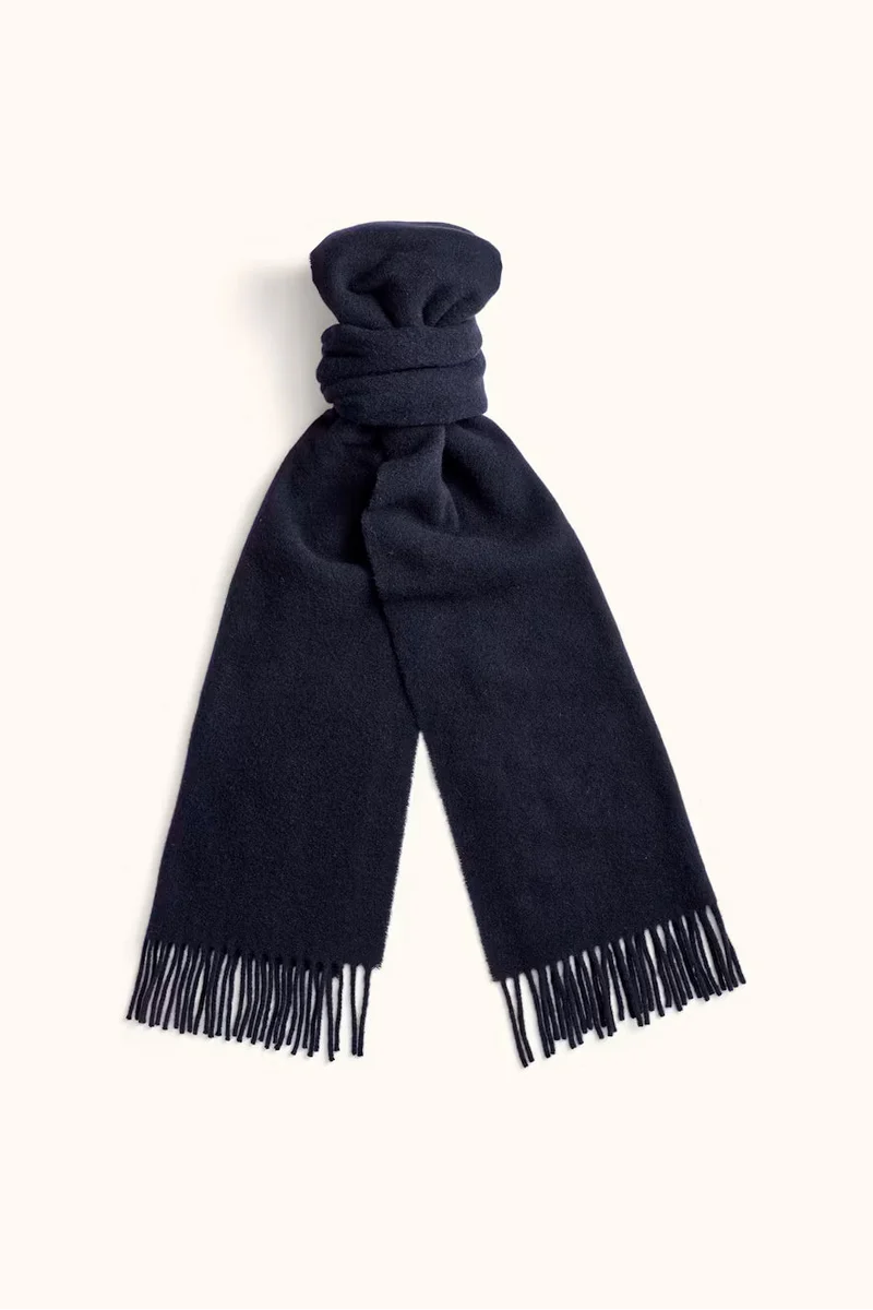OSCAR JACOBSON Wool Cashmere Scarf - Navy