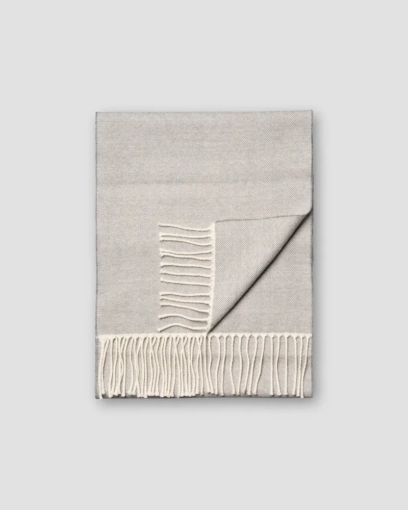 ETON Herringbone Merino Wool Scarf - Light Grey