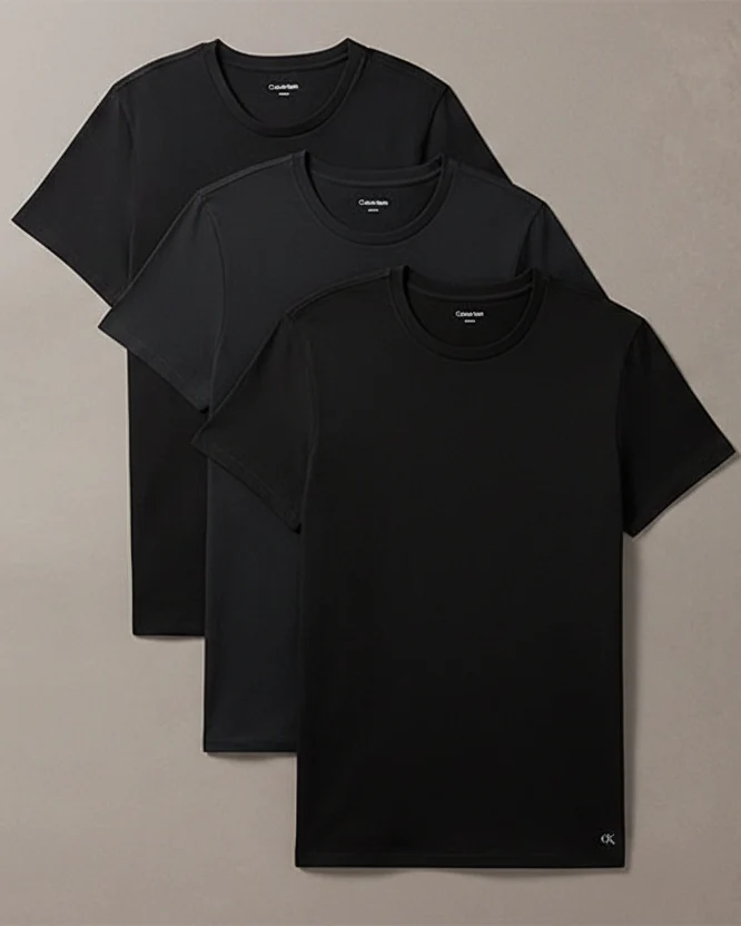 CALVIN KLEIN 3P Slim Short Sleeve Crewneck T-shirt - Black