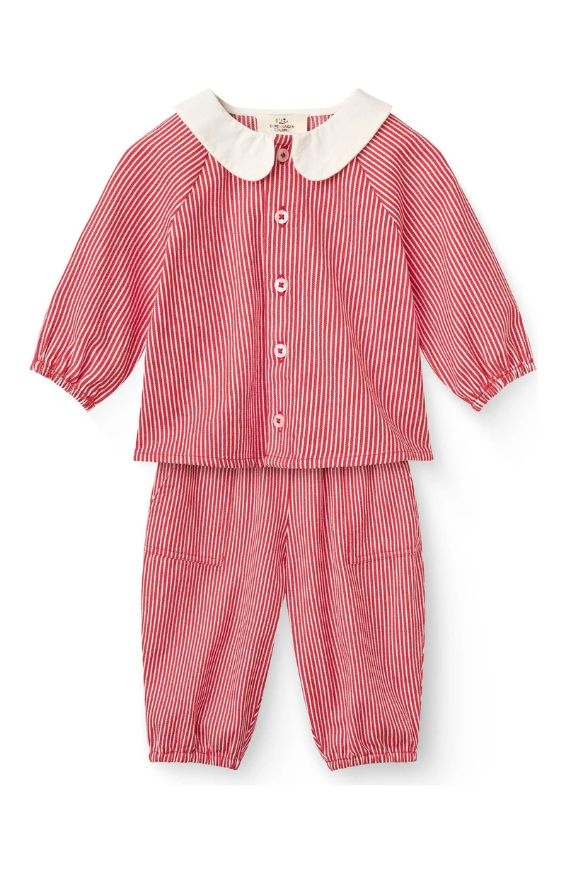 Striped Baby Pant & Blouse Set - Red Stripe