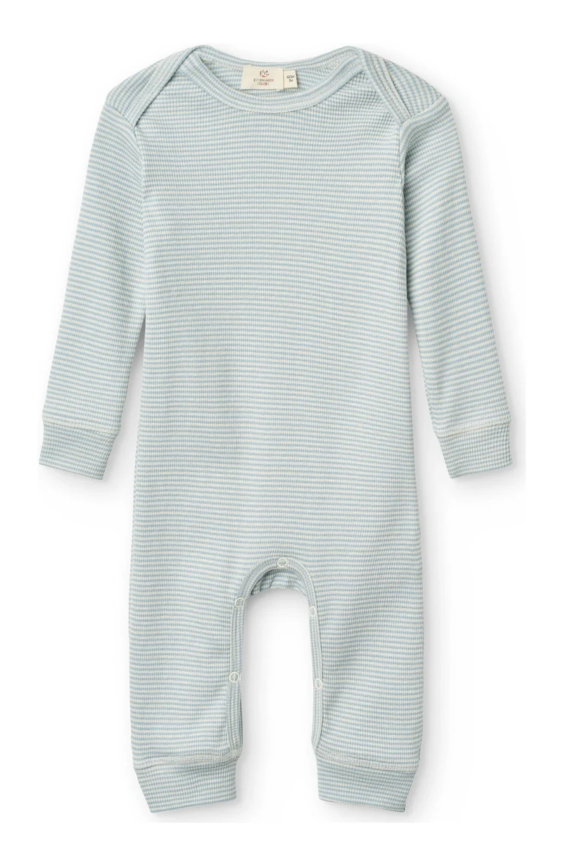 Modal Full Body Romper - Dusty Blue/Cream Stripe