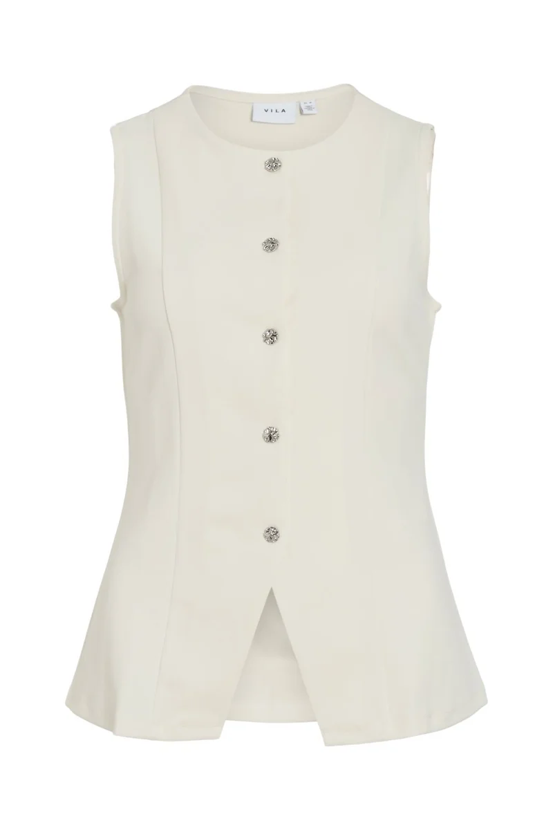 Vila - Vimerlano O-Neck S/L Vest - 4904180 Birch
