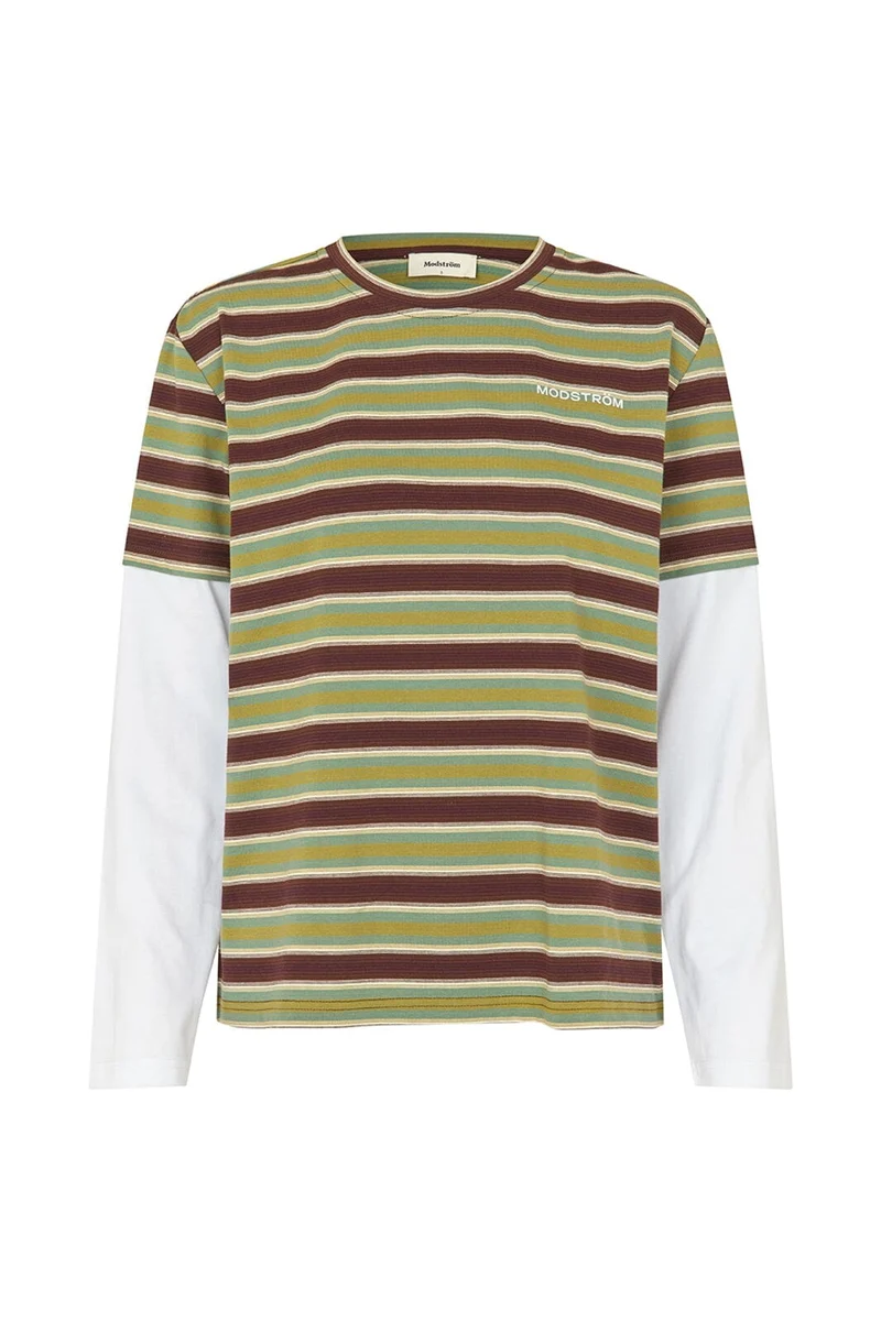 ModströM - Denismd Contrast T-Shirt 59465 - 12071 - Windsor Green Stripe