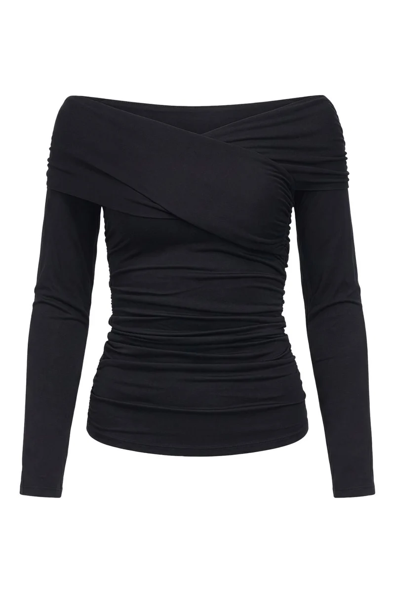 Object - Objlevih L/S Cross Over Top - 5251903 Black