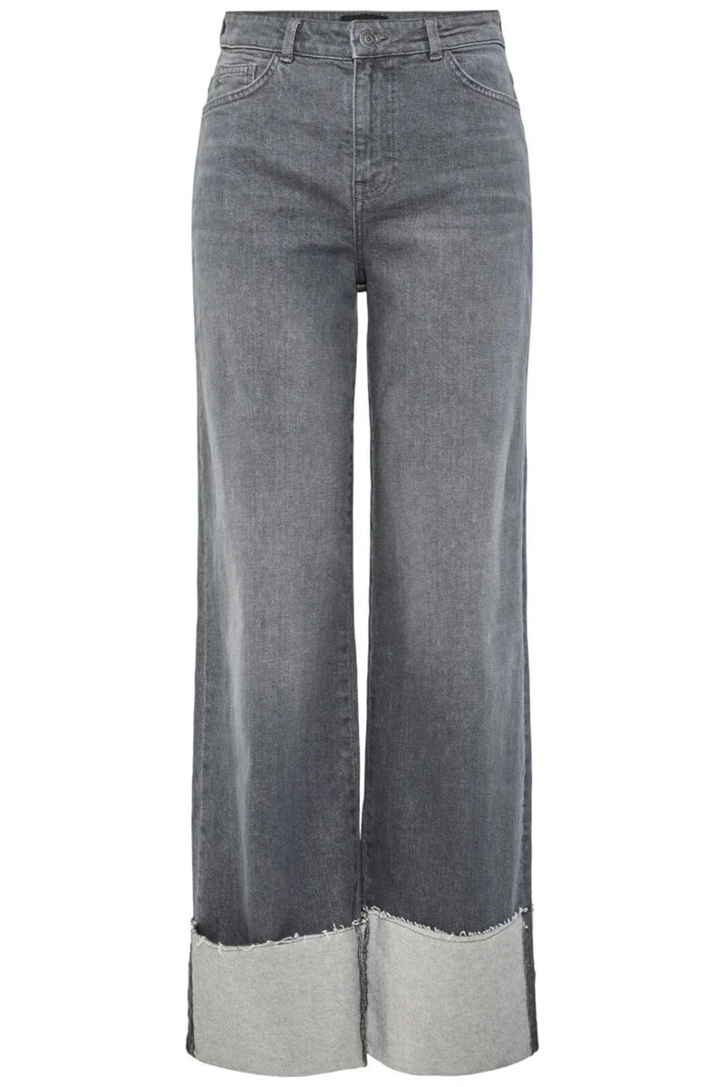 Pieces - Pcpil Straight Fold Up Jeans - 4653846 Grey Denim