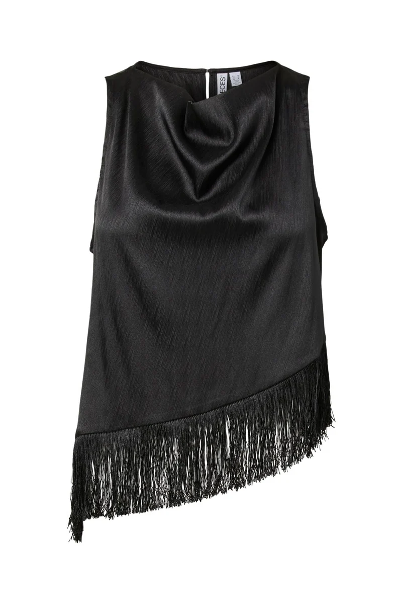 Pieces - Pcanne Sl Frill Top - 5205154 Black