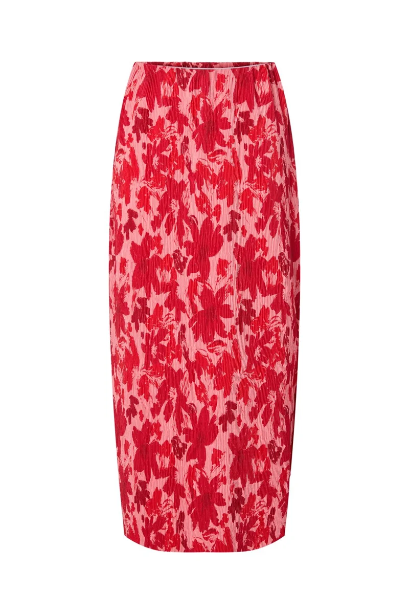 Pieces - Pcflora Ankle Skirt Msa - 4976251 Adrenaline Rush Red Tones Flowers