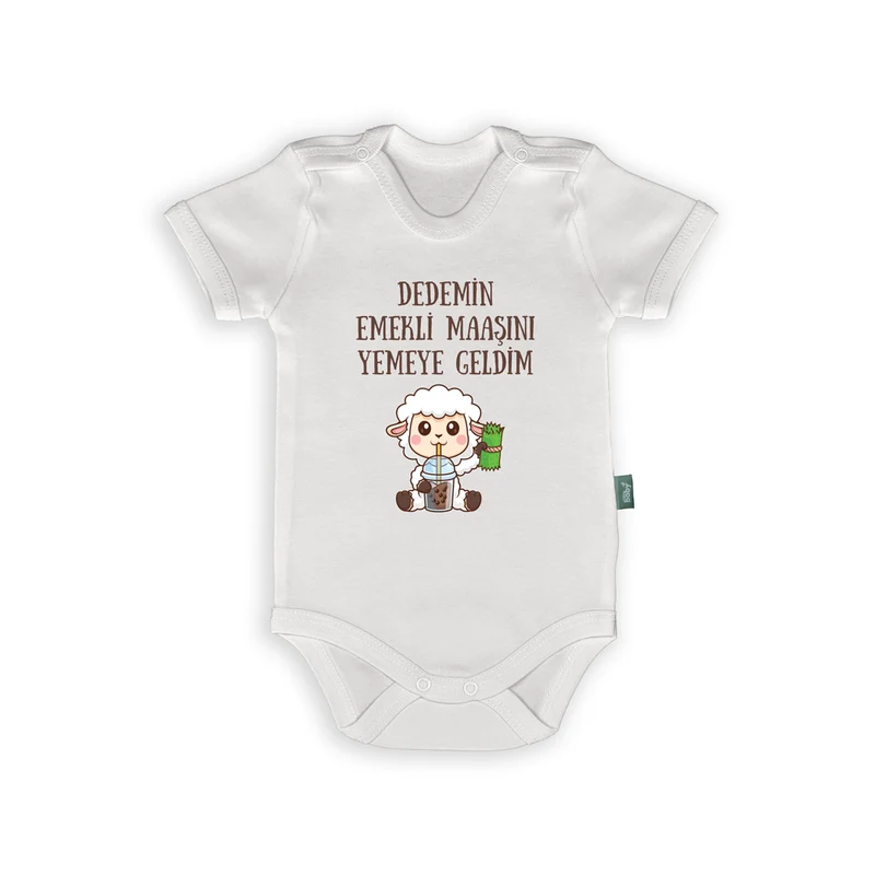 Rompertje met Tekst – “Dedemin Emekli Maaşını Yemeye Geldim” Grappige Babyromper – Cadeau voor de Beste Opa