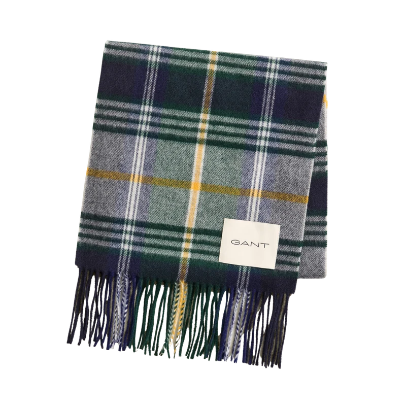 Checked Wool Scarf - Marine