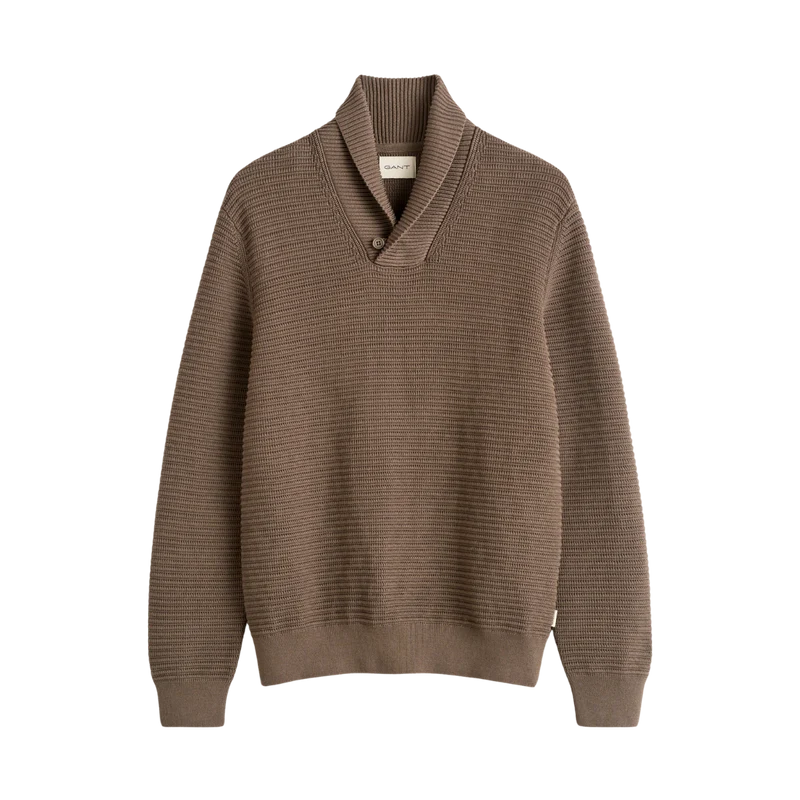 Textured Shawl Collar Sweater - Faded Taupe