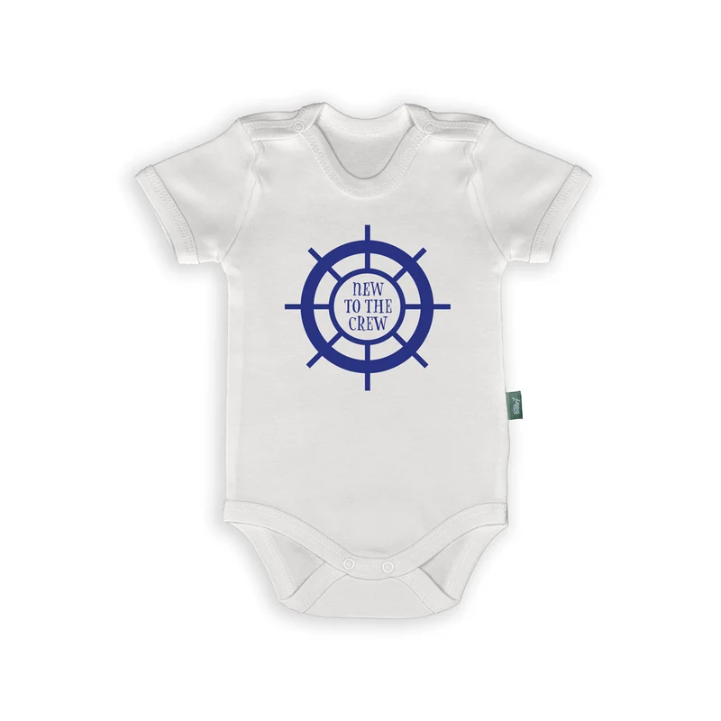 Rompertje met Tekst – "New to the Crew" – Marine Stijl Babykleding Cadeau
