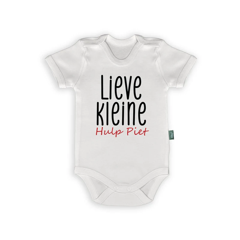 Rompertje met Tekst "Lieve Kleine Hulp Piet" – Sinterklaas Baby Romper Cadeau Idee