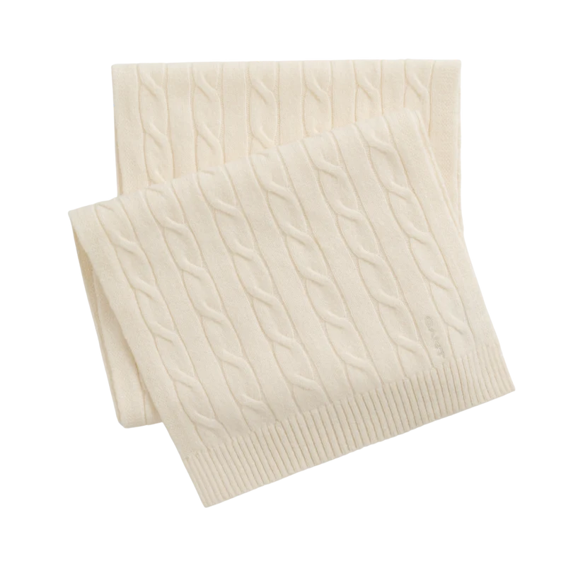 Wool Cable Scarf - Cream