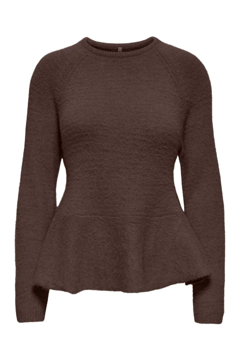 Only - Onlkerry Ls Peplum O-Neck Cc Knt - 5100811 Bracken
