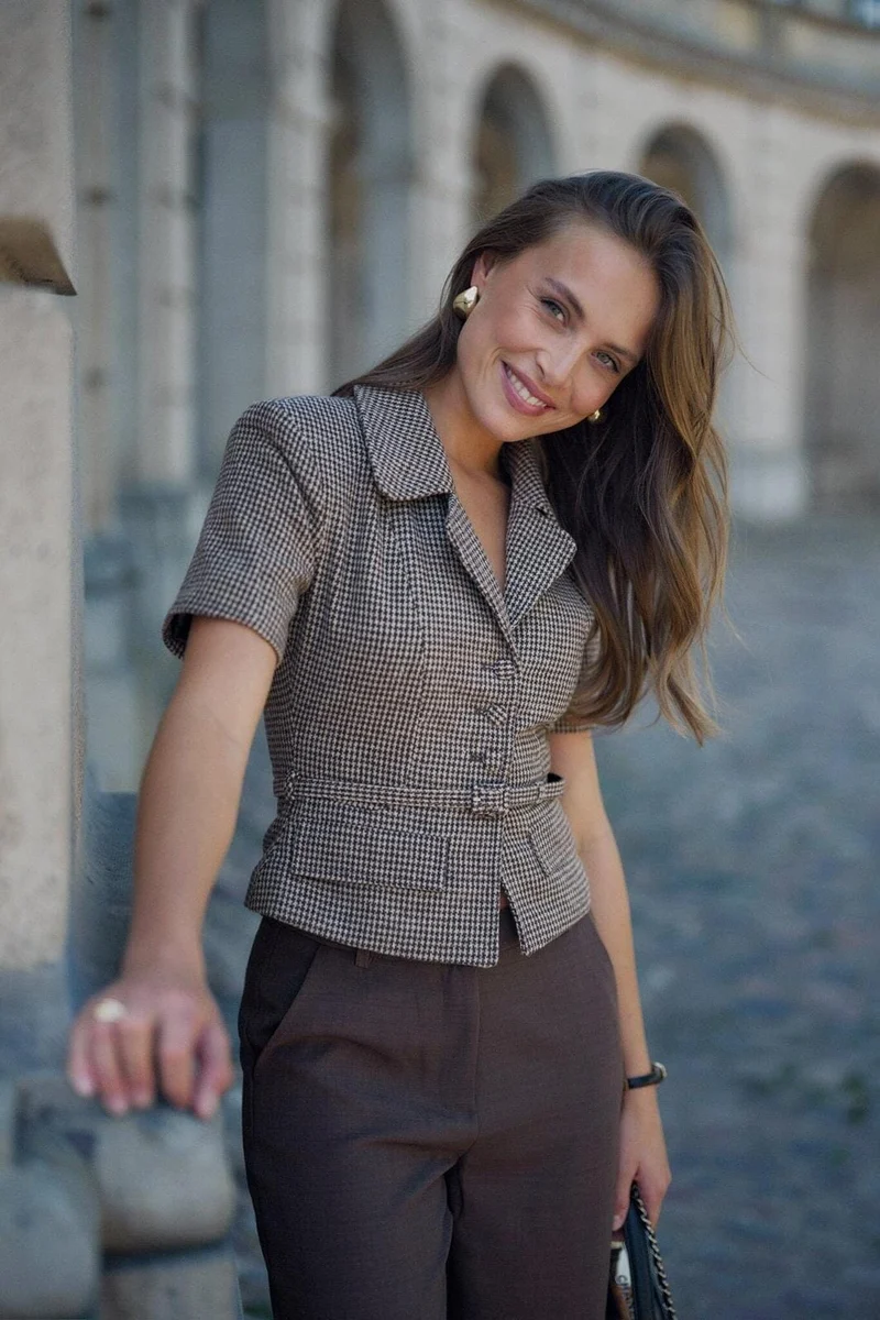 Byic - Annieic Tee Blazer A25385 - Brown Checks