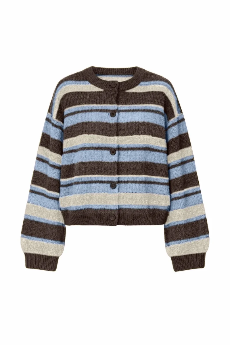 Pieces - Pcada Ls O-Neck Knit Cardigan - 5190777 Hot Fudge Cashmere Blue + Birch