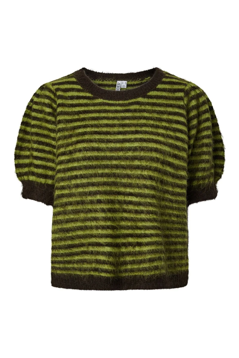 Pieces - Pcada Ss O-Neck Knit - 5166032 Hot Fudge Woodbine