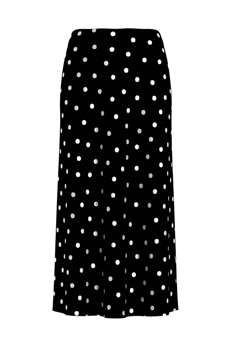 Vila - Viellette Midi Skirt - 5076667 Black Snow White Dots