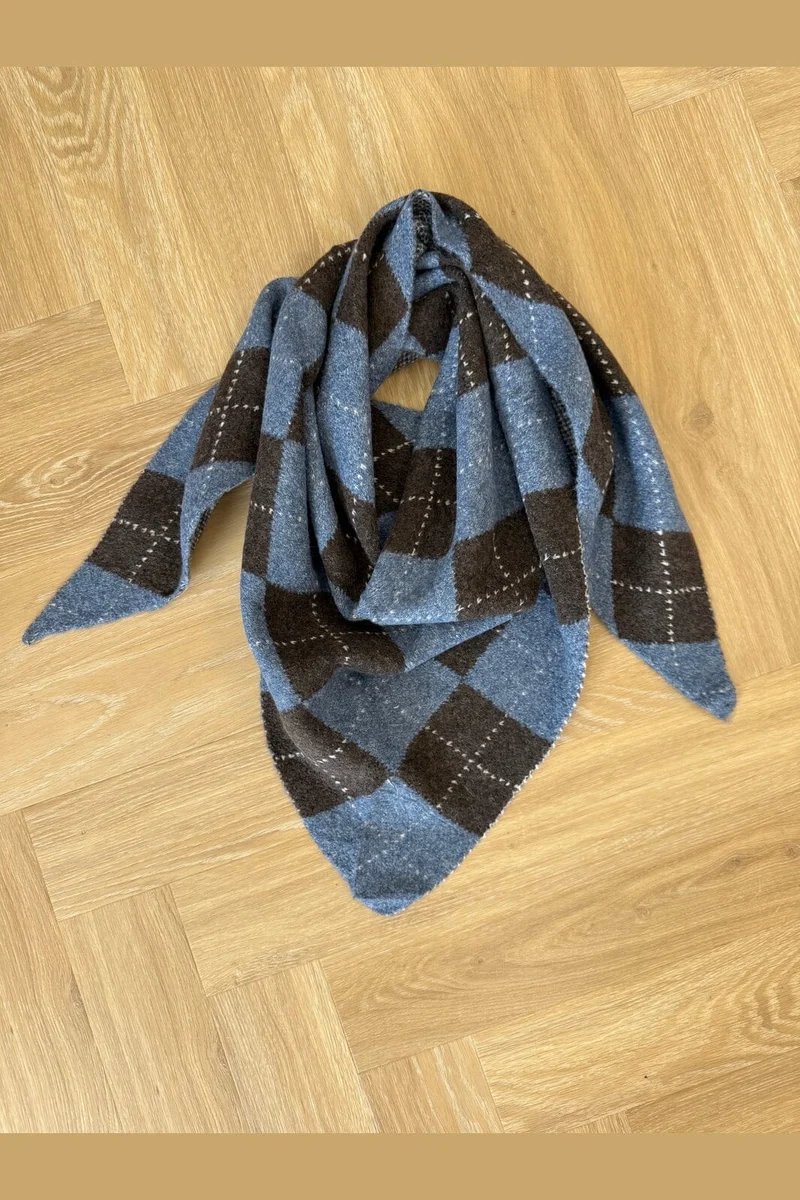 Marta Du Chateau - Mdcgretzel Scarf Ba-3446 - Jeans Blue/Coffee
