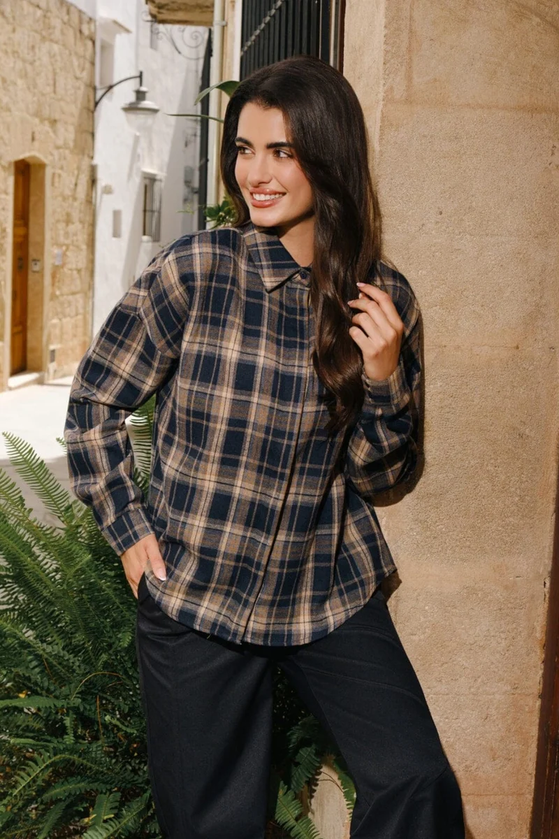 Liberte - Siri Ls Shirt 22471 - Navy Creme Check