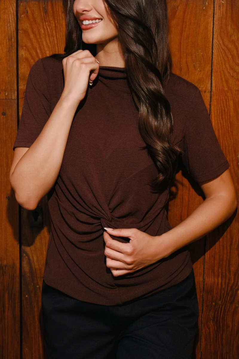 Liberte - Lise Ss Twist Top 22484 - Dark Brown